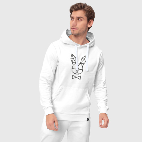 Мужской костюм хлопок с толстовкой Полигональный кролик, цвет белый - фото 5