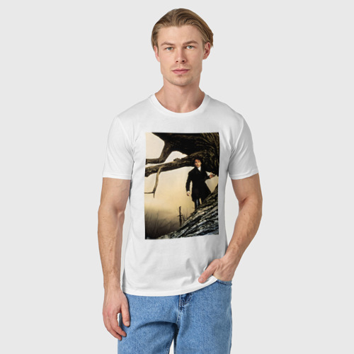Мужская футболка хлопок Сонная лощина Икабот  на дереве , цвет белый - фото 3