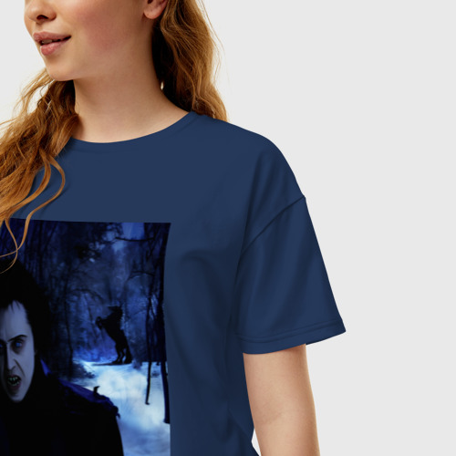 Женская футболка хлопок Oversize Сонная лощина гессенский всадник , цвет темно-синий - фото 3