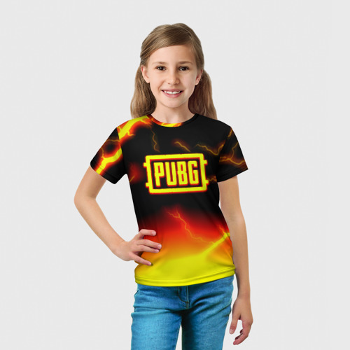Детская футболка 3D PUBG огненный шторм из молний, цвет 3D печать - фото 5