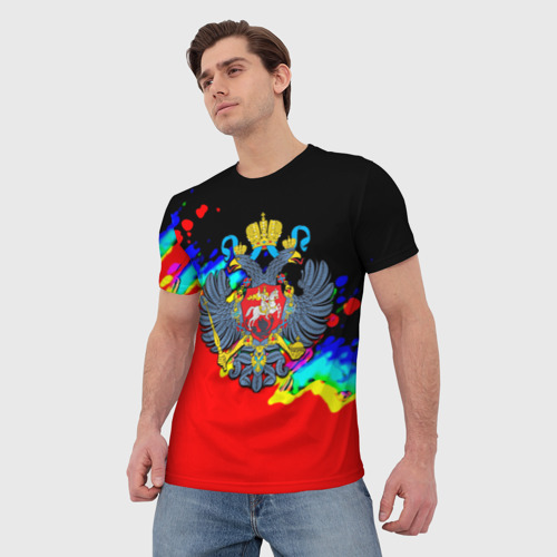 Мужская футболка 3D с принтом Имперская Россия краски, фото на моделе #1