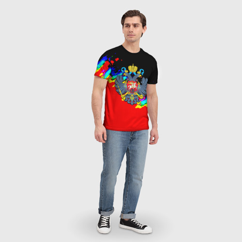 Мужская футболка 3D с принтом Имперская Россия краски, вид сбоку #3