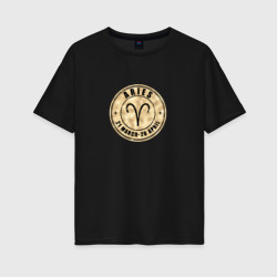 Овен Aries Золотой – Женская футболка хлопок Oversize с принтом купить со скидкой в -16%