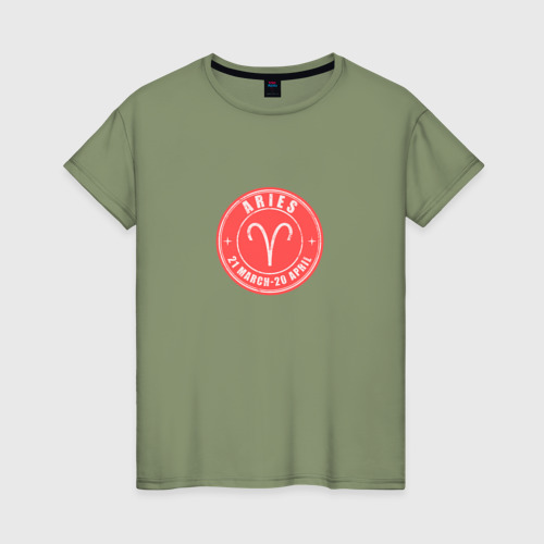 Женская футболка хлопок Овен aries, цвет авокадо