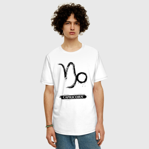Мужская футболка хлопок Oversize с принтом Capricorn, фото на моделе #1