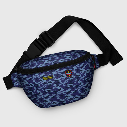 Поясная сумка 3D с принтом Камуфляж синий - Максим, фото #5