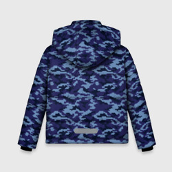 Куртка с принтом Камуфляж синий - Тимур для любого человека, вид сзади №1. Цвет основы: черный