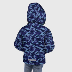 Куртка с принтом Камуфляж синий - Тимур для любого человека, вид сзади №2. Цвет основы: черный