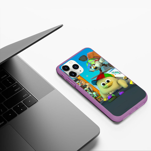 Чехол для iPhone 11 Pro матовый Маленький Мальчик Чикен Ган, цвет фиолетовый - фото 5