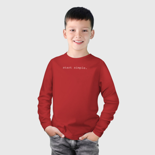 Детский лонгслив хлопок Start simple on black, цвет красный - фото 3