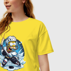 Женская футболка хлопок Oversize Гомер Симпсон - хоккейный нападающий - фото 2