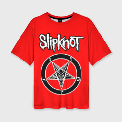 Женская футболка oversize 3D Slipknot пентаграмма