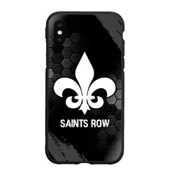 Чехол для iPhone XS Max матовый Saints Row glitch на темном фоне