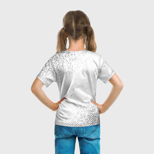 Детская футболка 3D с принтом Gears of War glitch на светлом фоне, вид сзади #2