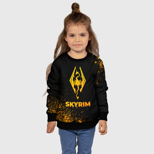 Детский свитшот 3D Skyrim - gold gradient, цвет 3D печать - фото 7