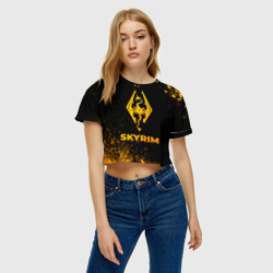 Женская футболка Crop-top 3D Skyrim - gold gradient - фото 2