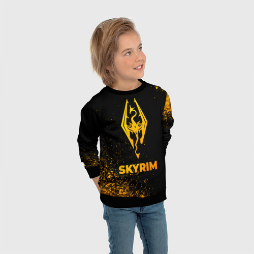 Детский свитшот 3D Skyrim - gold gradient, цвет 3D печать - фото 5