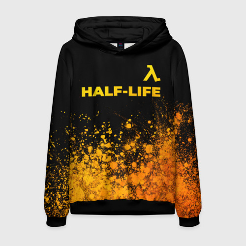 Мужская толстовка 3D Half-Life - gold gradient посередине, цвет черный