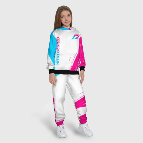 Детский костюм с толстовкой 3D Need for Speed neon gradient style вертикально, цвет черный - фото 5