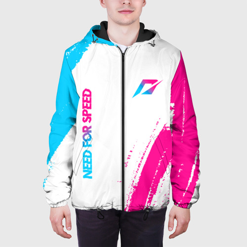 Мужская куртка 3D Need for Speed neon gradient style вертикально, цвет 3D печать - фото 4