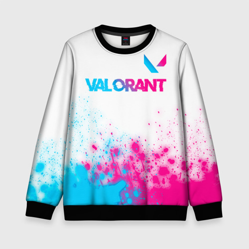 Детский свитшот 3D Valorant neon gradient style посередине, цвет 3D печать