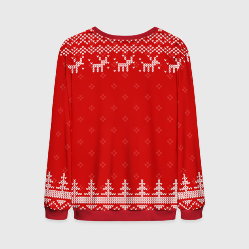 Мужской свитшот 3D Новогодний Марк: свитер с оленями, цвет красный - фото 2