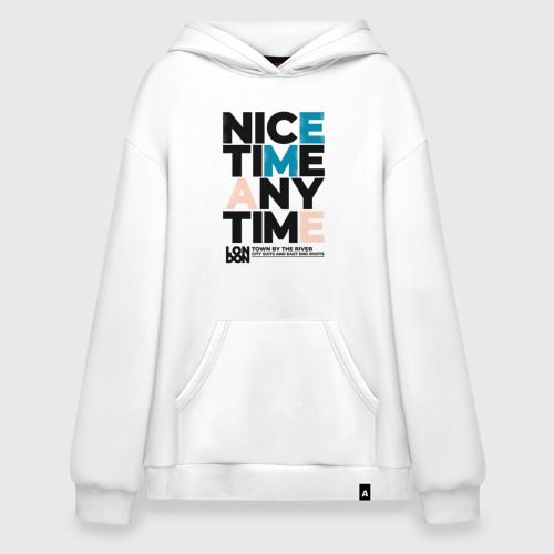 Худи SuperOversize хлопок Nice time, цвет белый