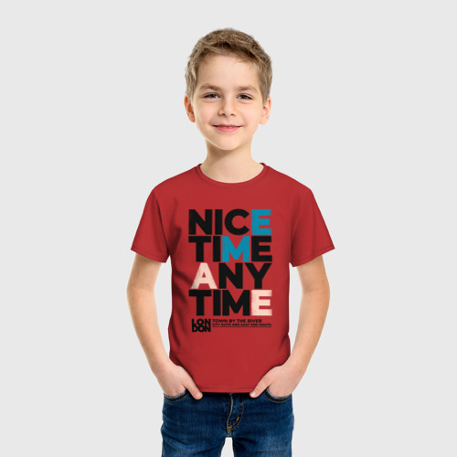 Детская футболка хлопок Nice time, цвет красный - фото 3