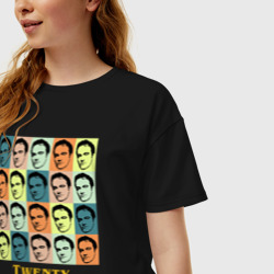 Женская футболка хлопок Oversize Twenty Tarantino face - фото 2