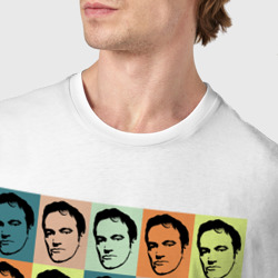 Футболка с принтом Twenty Tarantino face для мужчины, вид на модели спереди №4. Цвет основы: белый