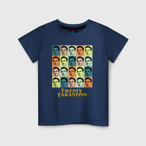 Детская футболка хлопок с принтом Twenty Tarantino face, вид спереди #2