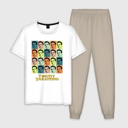 Мужская пижама с белой футболкой хлопок Twenty Tarantino face