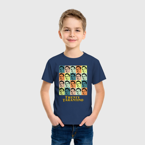 Детская футболка хлопок с принтом Twenty Tarantino face, фото на моделе #1