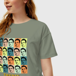 Женская футболка хлопок Oversize Twenty Tarantino face - фото 2