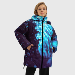 Женская зимняя куртка Oversize Макро морозных узоров на окне - фото 2