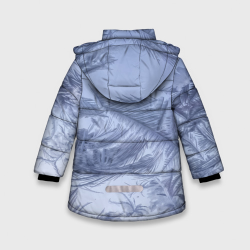 Зимняя куртка для девочек 3D с принтом Морозные узоры на замерзшем окне, вид сзади #1