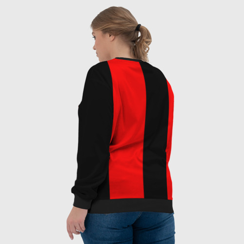 Женский свитшот 3D с принтом Красный и черный - герб РФ, вид сзади #2