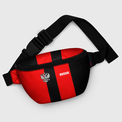 Поясная сумка 3D с принтом Красный и черный - герб РФ, фото #5