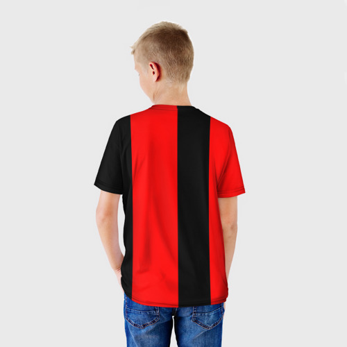 Детская футболка 3D с принтом Красный и черный - герб РФ, вид сзади #2