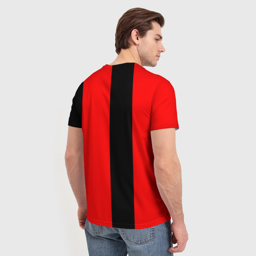 Мужская футболка 3D с принтом Красный и черный - герб РФ, вид сзади #2