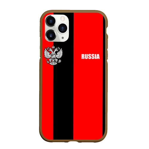 Чехол для iPhone 11 Pro Max матовый с принтом Красный и черный - герб РФ, вид спереди #2