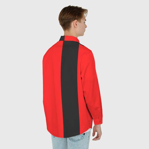 Мужская рубашка oversize 3D с принтом Красный и черный - герб РФ, вид сзади #2
