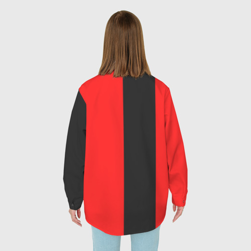 Женская рубашка oversize 3D с принтом Красный и черный - герб РФ, вид сзади #2