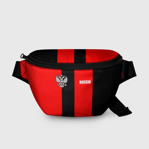 Поясная сумка 3D с принтом Красный и черный - герб РФ, вид спереди #2