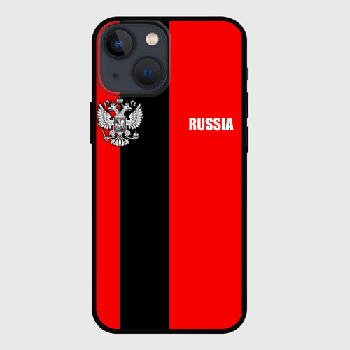 Чехол для iPhone 13 mini с принтом Красный и черный - герб РФ, вид спереди #2