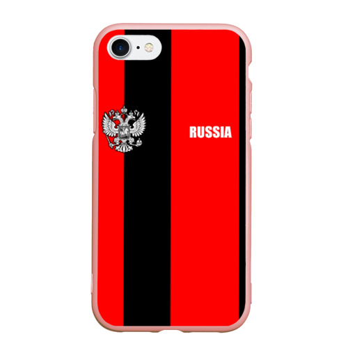 Чехол для iPhone 7/8 матовый с принтом Красный и черный - герб РФ, вид спереди #2