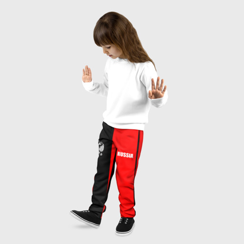 Детские брюки 3D с принтом Красный и черный - герб РФ, фото на моделе #1