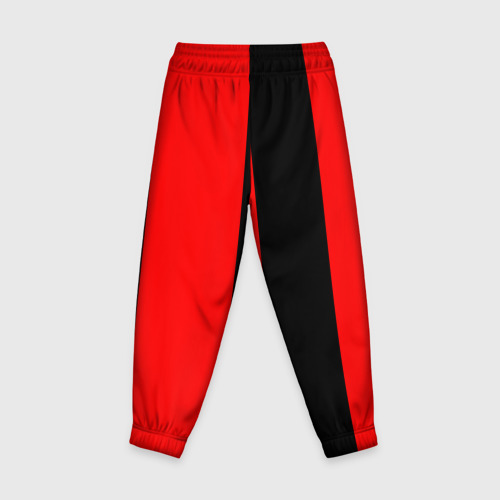 Детские брюки 3D с принтом Красный и черный - герб РФ, вид сзади #1