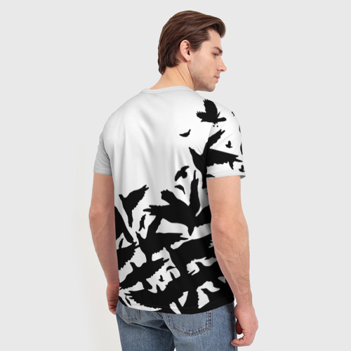 Мужская футболка 3D с принтом PUBG black birds, вид сзади #2