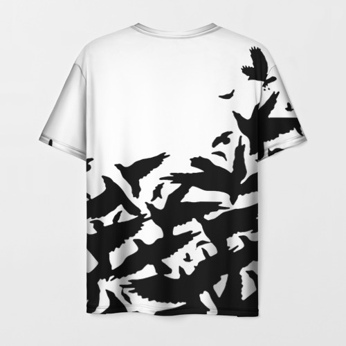 Мужская футболка 3D с принтом PUBG black birds, вид сзади #1